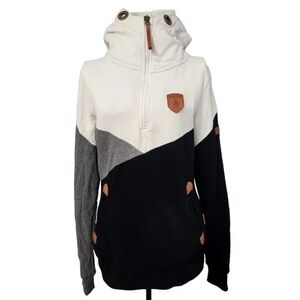 Wanakome colour block funnel neck hoodie
